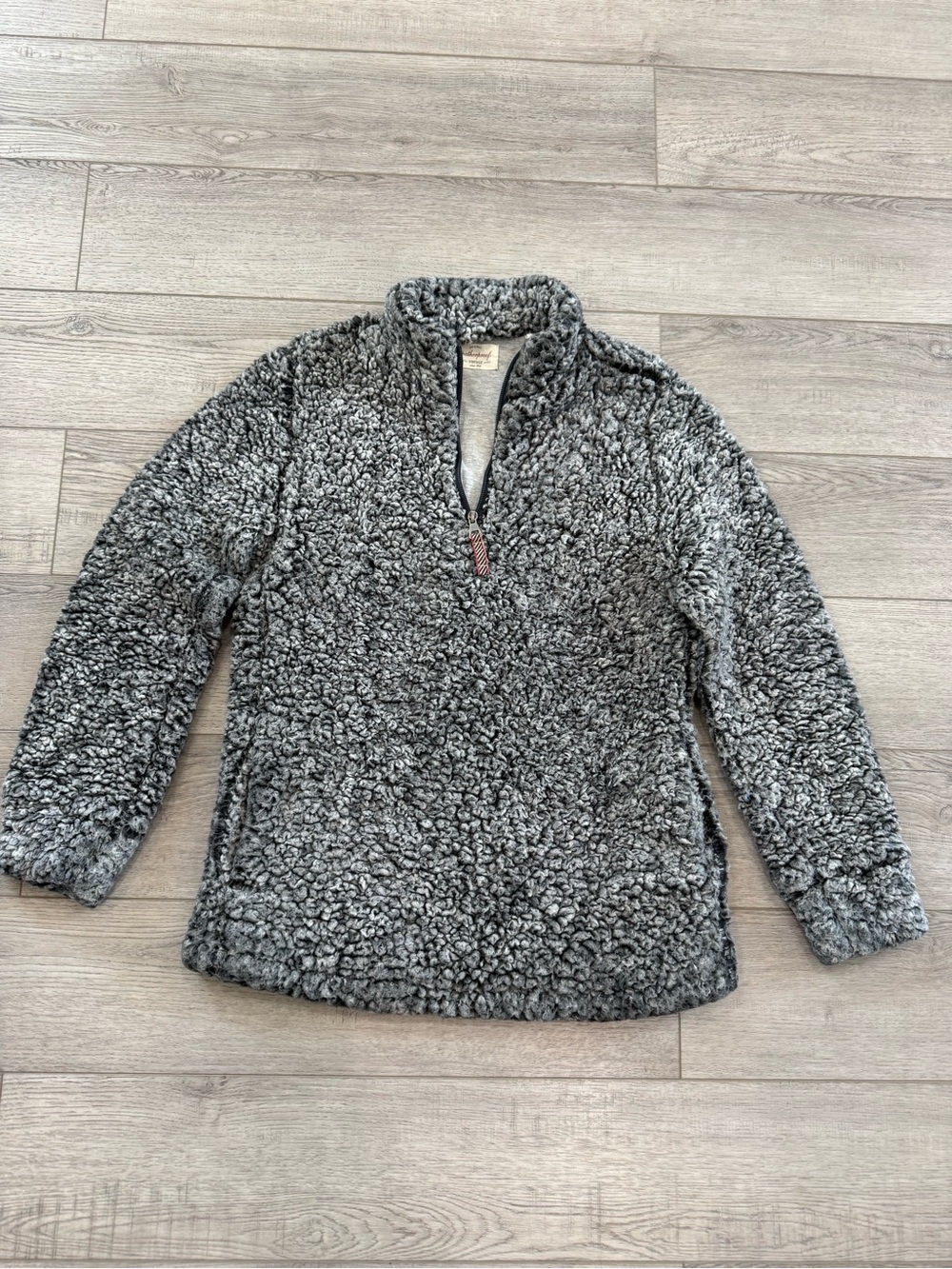Cozy Gray Sherpa Quarter-Zip Pullover Sweater by Weatherproof